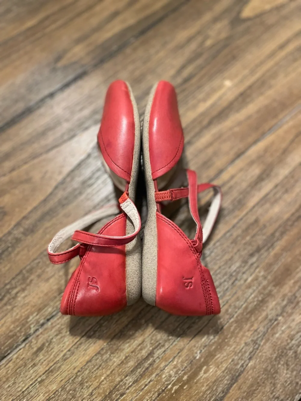 Josef Seibel Red Leather Pippa Mary Jane Shoes Size 38 US 7 Comfort Strap Flats - Picture 8 of 12